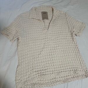 OAS Textured Short Sleeve Shirt – Cream Beige